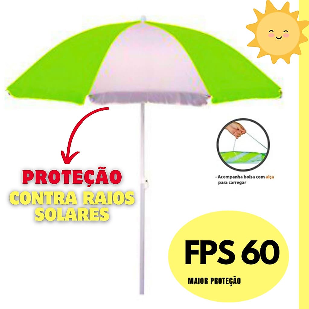 Guarda Sol Gigante 1,8 Metros  Piscina Praia Pesca Gigante Verde Branco