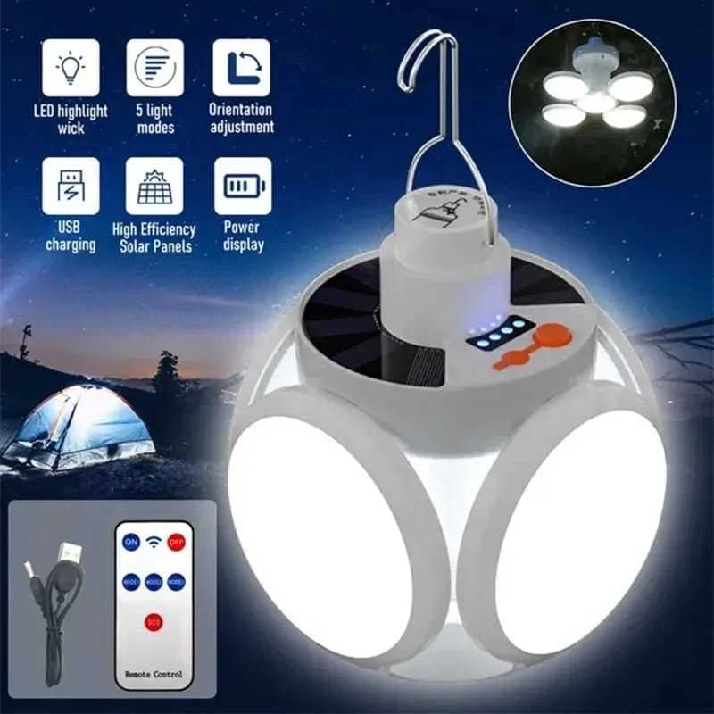 Iluminaria De Emergencia Recarregável Camping Lâmpada Portátil Com Gancho De Suspensão Solar Pesca luz MT197 (9
