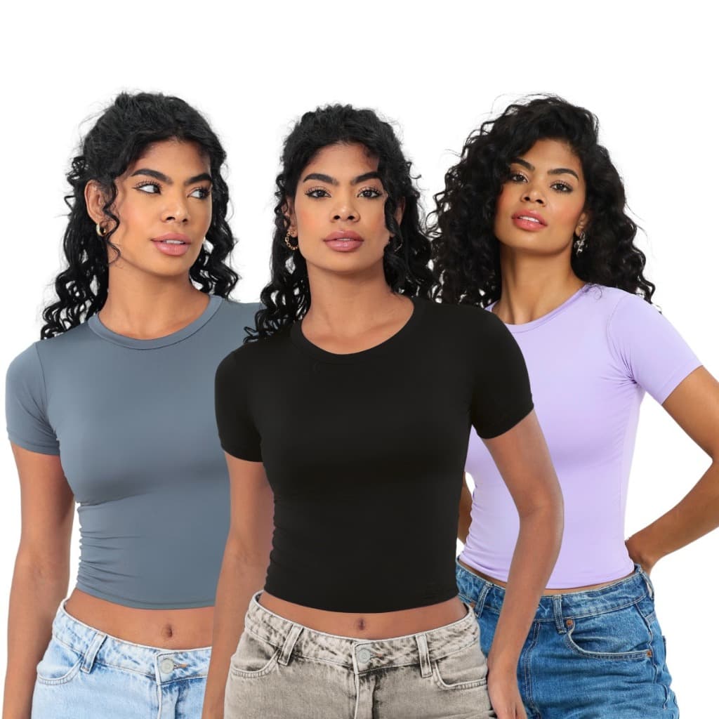 Quem também amaaa esses kits?? 🤩🤩 essas blusinhas vestem muito bem e combinam com tudo! Tenho de todas as cores