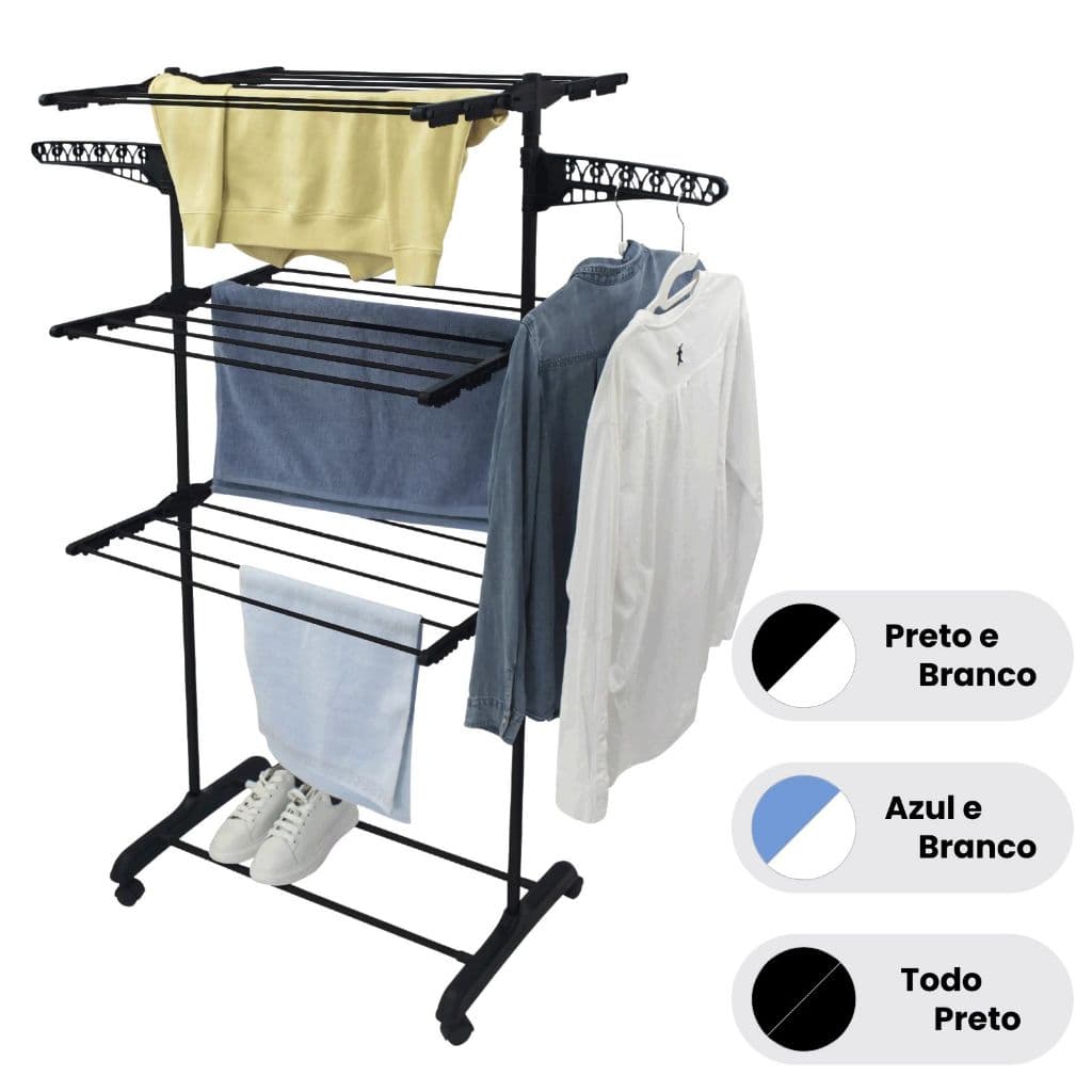 Varal De Chão Roupa Calcinha Grade 3 Andares  Dobrável Portátil