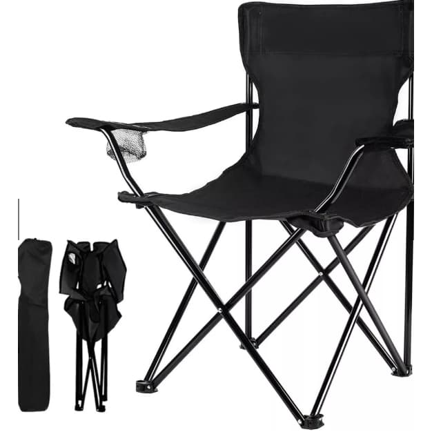 Cadeira Dobrável Fácil transporte Camping, Pesca, Praia + Bolsa com suporte para Copo/Garrafa