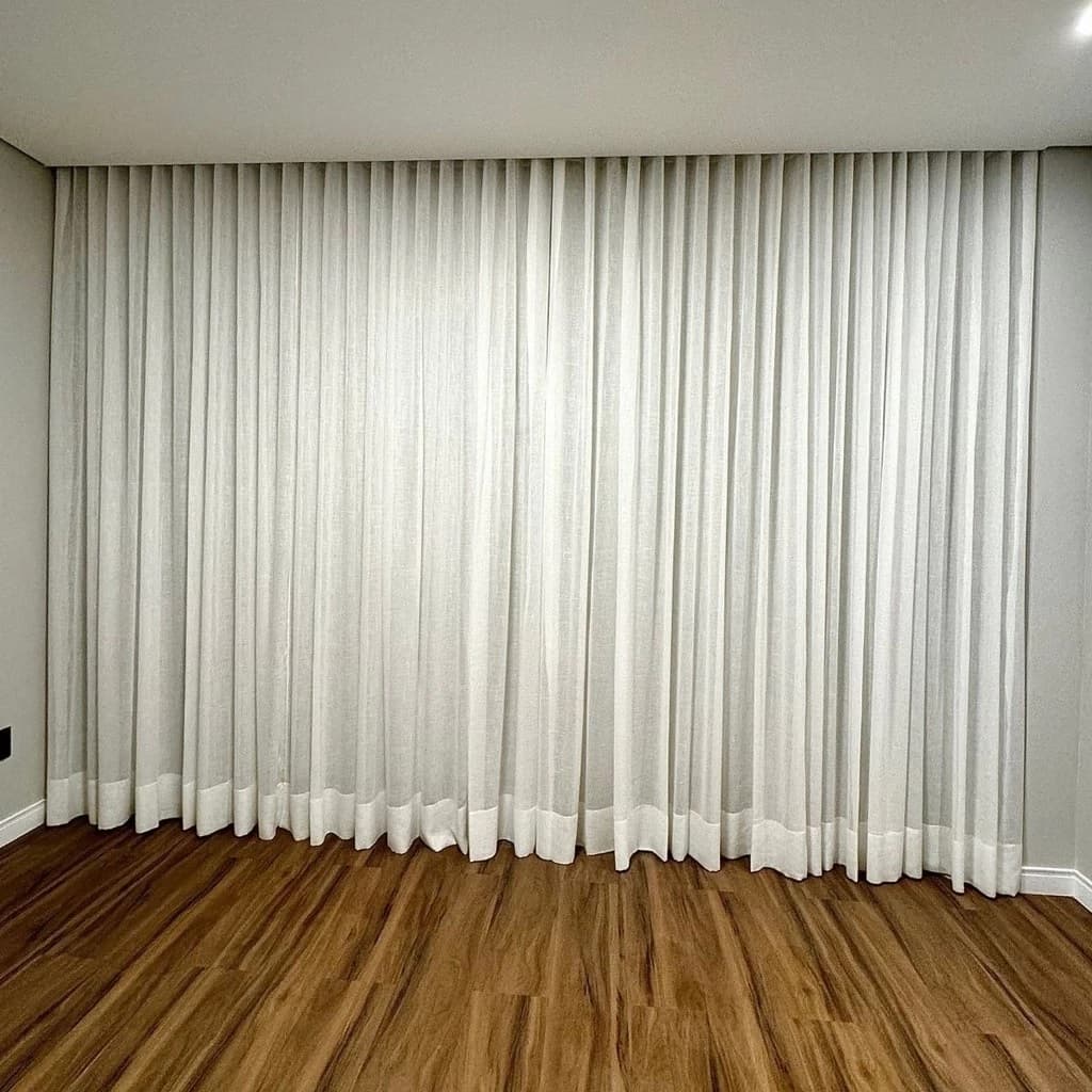 Cortina Trilho Suíço Duplo Gaze de Linho com Blackout 100% Vedação ​em tecido Luxo