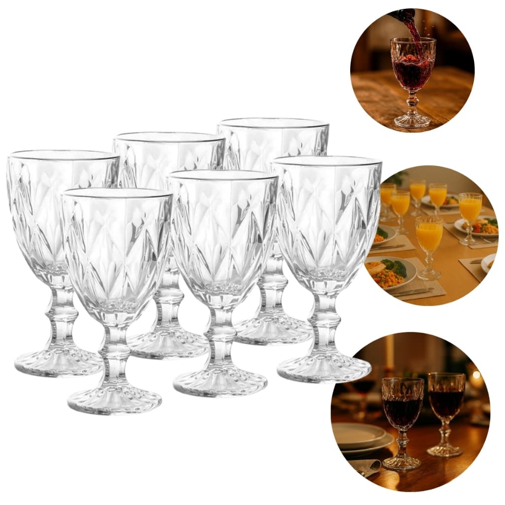 Jogo de 6 Taças de  Cristal 330ml de Brilho Incomparável - Linha Premium Decorativa