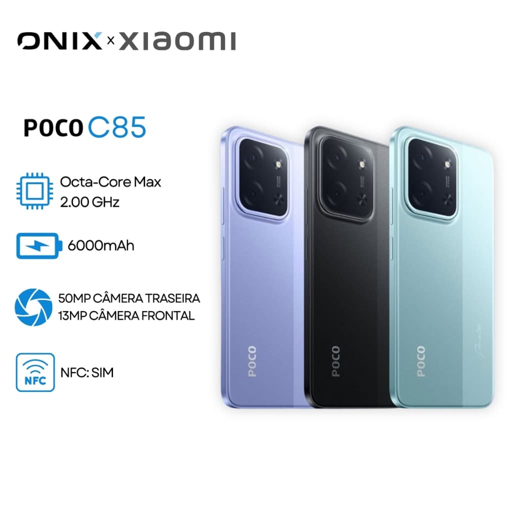 Xiaomi POCO C85 4G (Versão Global) Android 15 NFC Tela 6.9” 120Hz Bateria 6000mAh Carga Rápida (Versão Global
