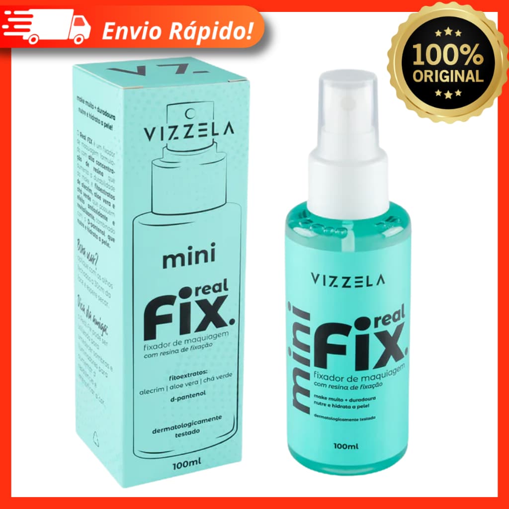 Mini Fixador de  Maquiagem Real Fix Vizzela 100ml - Alta Concentração, Durabilidade e Resistência