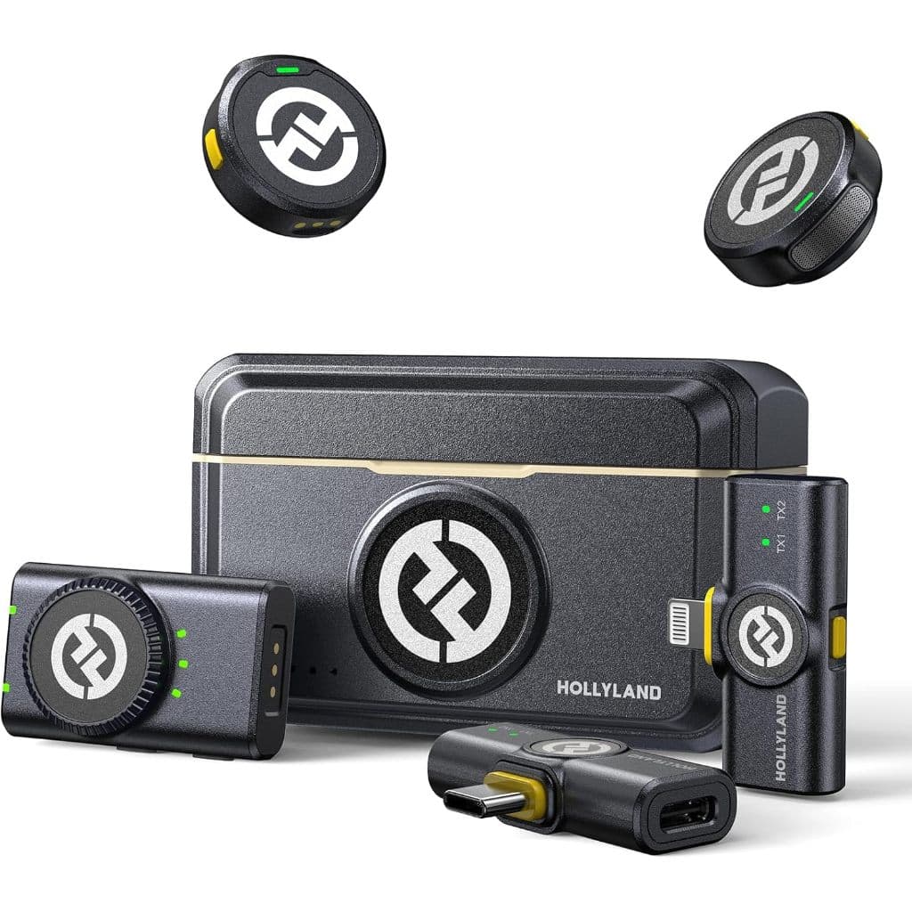 Microfone Lapela Bluetooth sem fio Hollyland Lark M2 Versão Lighting USB-C Câmera  Combo Duo Original