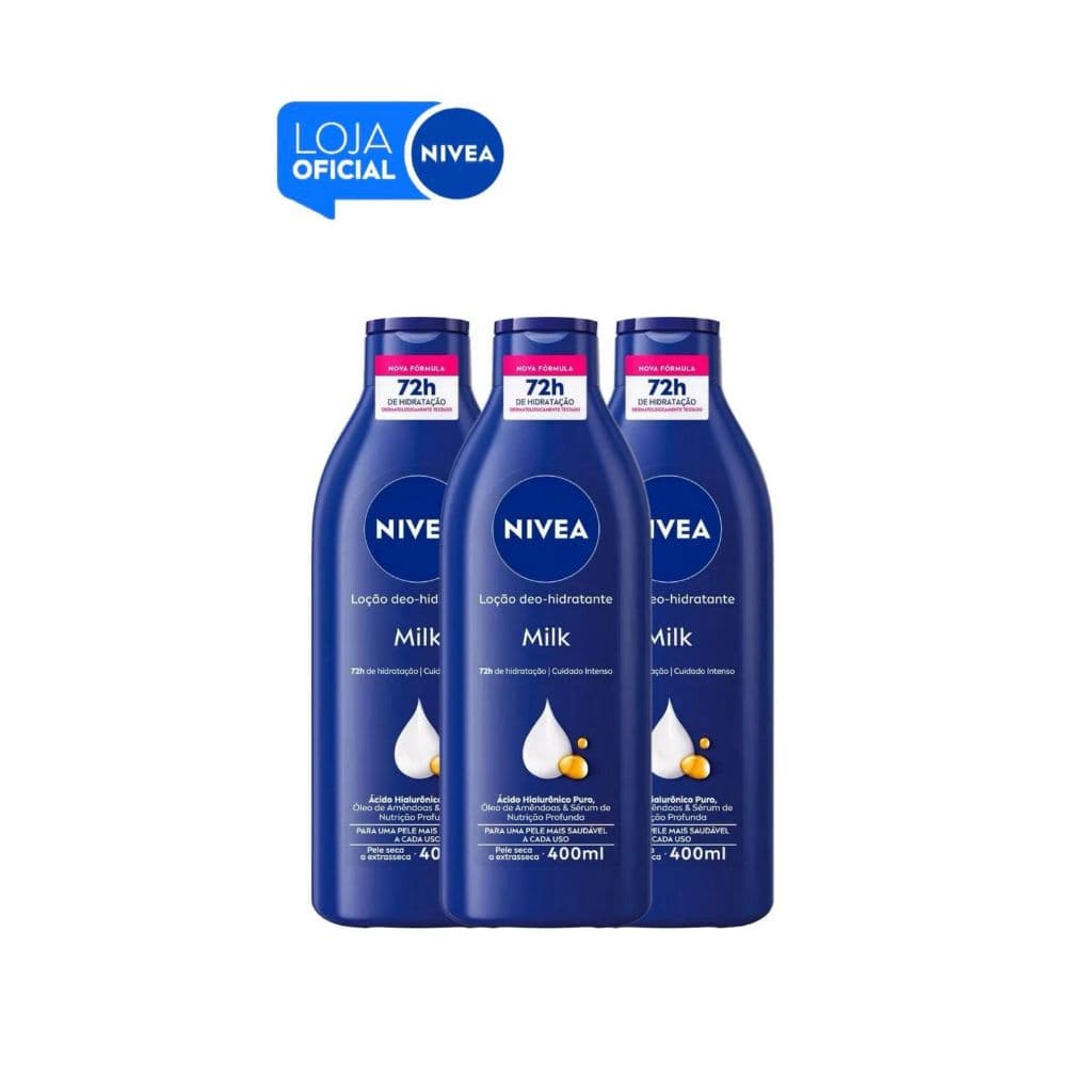 KIT  NIVEA Loção Hidratante Milk Pele Seca a Extrasseca 400ml -3 Unidades