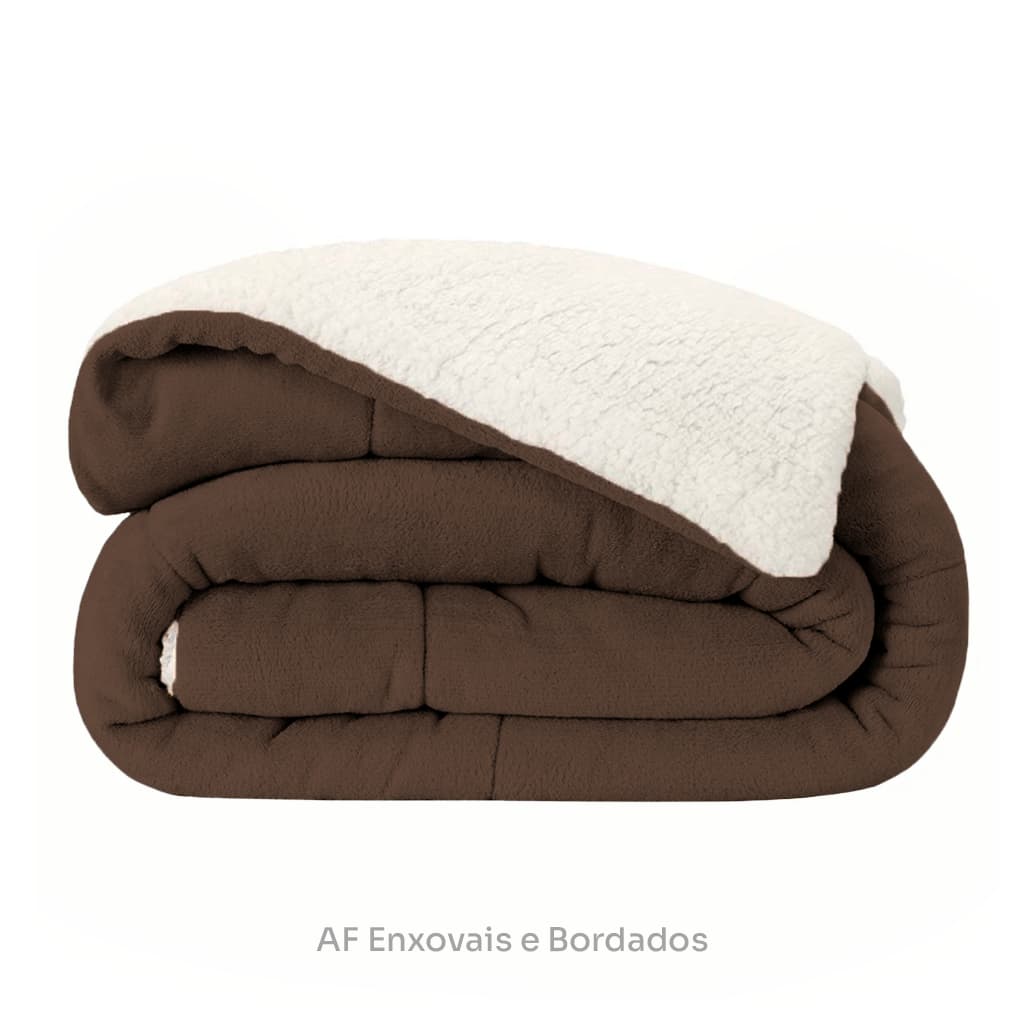 Coberdrom Casal Queen Sherpa Edredrom Pele de ​Carneiro 2,40m x 2,20m Macio Grosso Quente - Envio Ful