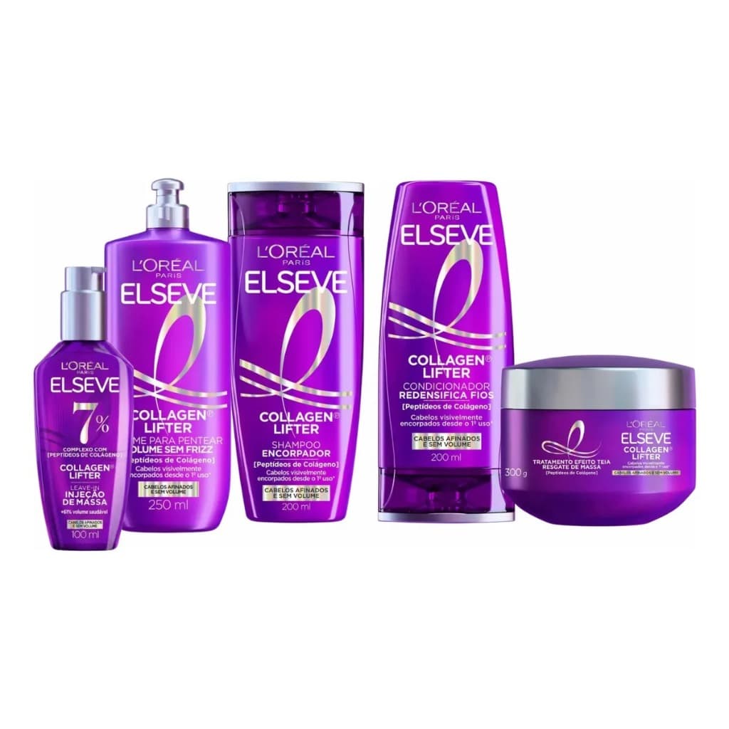 Kit Completo Elseve Collagen Lifter 5 Itens – Engrossador para Cabelos Finos e Sem Volume (200ml