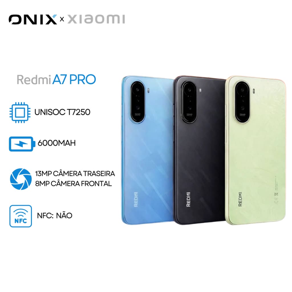 Xiaomi Redmi A7 PRO 4G, Versão Global, Bateria 6000mAh, Processador UNISOC T7250, 64/128GB e 4GB RAM