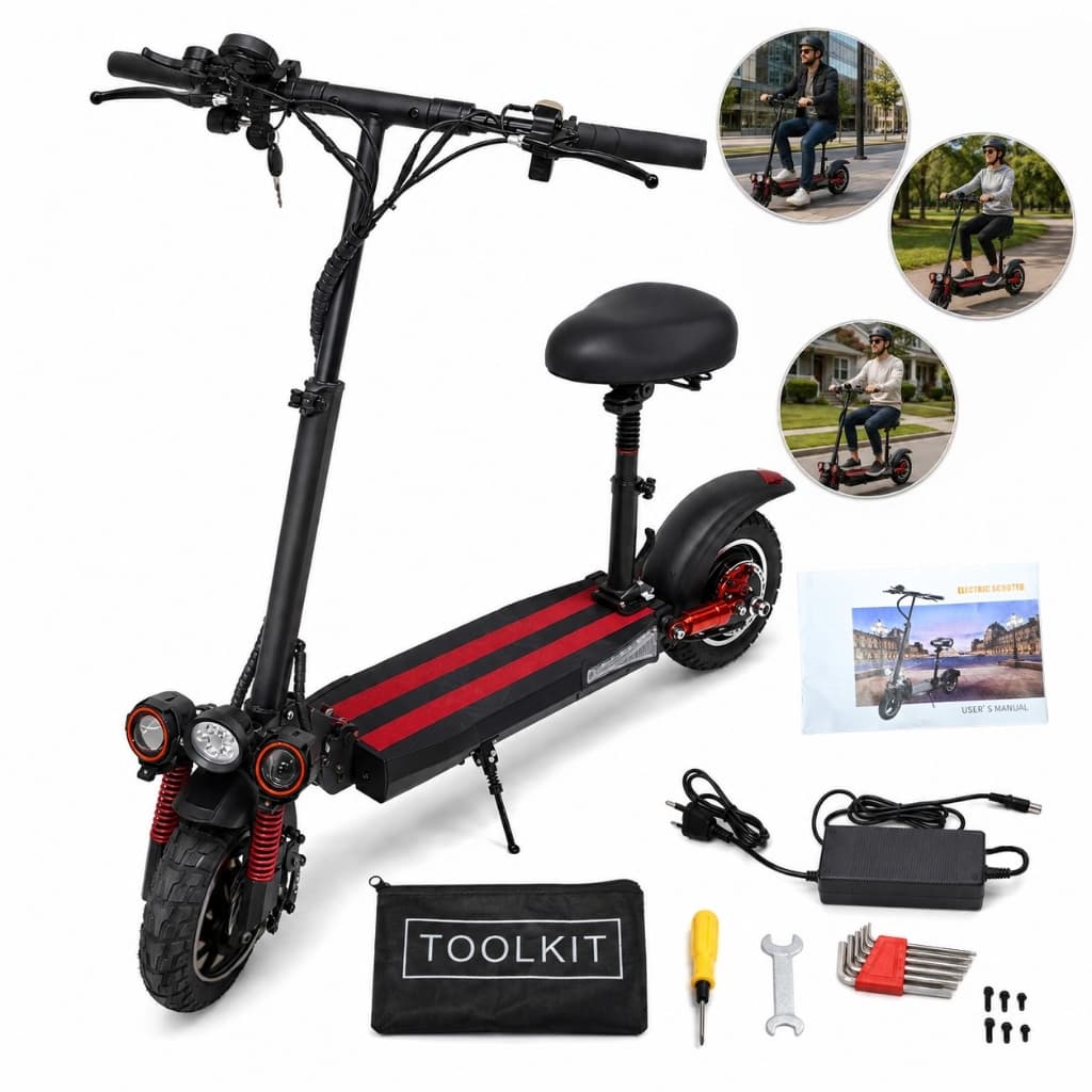 Patinete Elétrico Adulto 800W 48V 13Ah Até 45km/h 50km com Assento Suspensão Freio Duplo