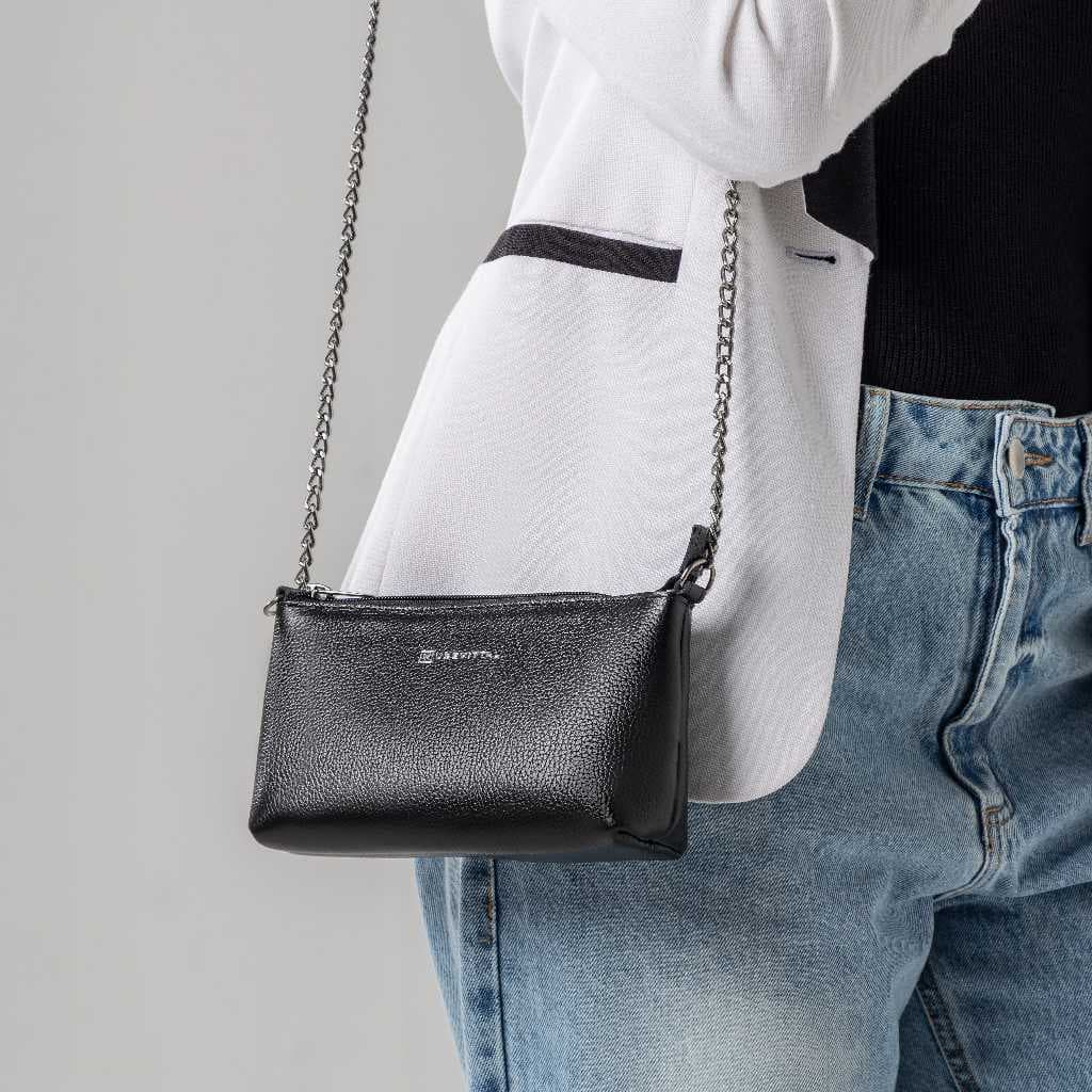 Bolsa Feminina  Vittal Couro Legitimo Clutch Annelise Alça Corrente