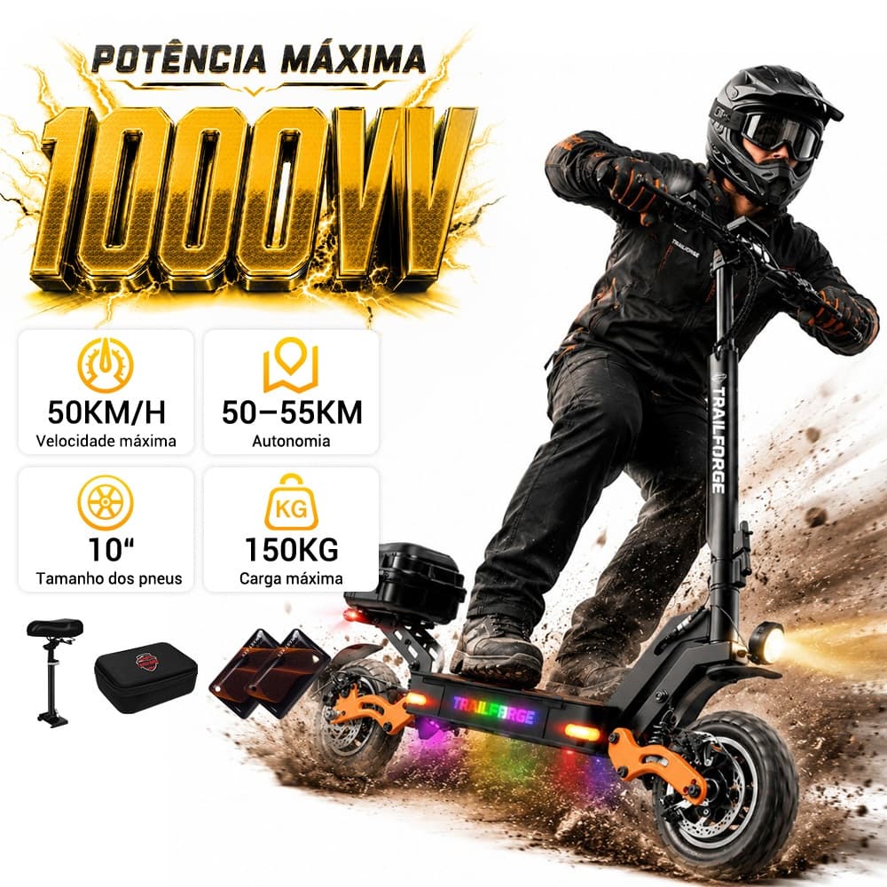 Trailforge-G1 patinete elétrico150kg 1000W 55KM/H Off Road 50KM patinete elétrico adultocom banco