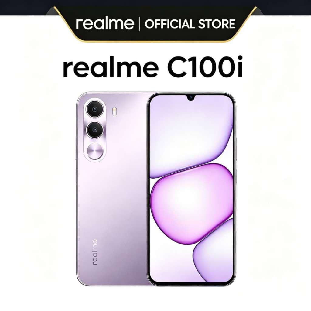 Smartphone Realme C100i 4G, Versão Global, Processador Unisoc T7250, NFC, Bateria 6600mAh, 128/256GB + 4GB RAM