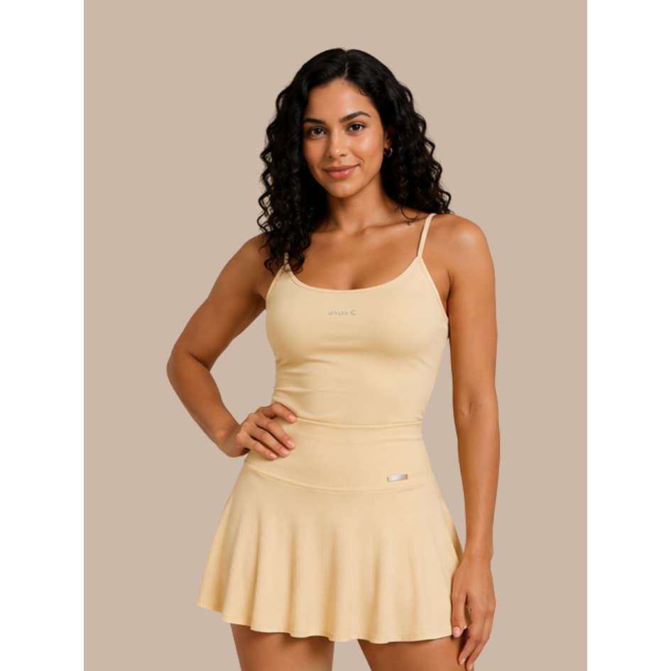 Conjunto Fitness Feminino Short Saia + Regata Alcinha com Forro Duplo Academia