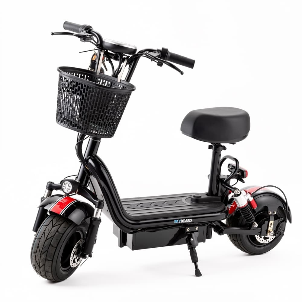 SKYBOARD Mini Bicicleta Elétrica Estilo Harley 48V12Ah 350W Motor Cobre Pneu 12cm Suspensão 130kg Pintura Automotiva
