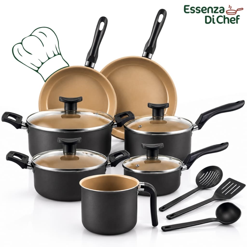 Conjunto de Panelas 10 Peças Alumínio Antiaderente Com Utensílios e Tampa De Vidro Jogo  De Panelas Kit Panela Cozinha