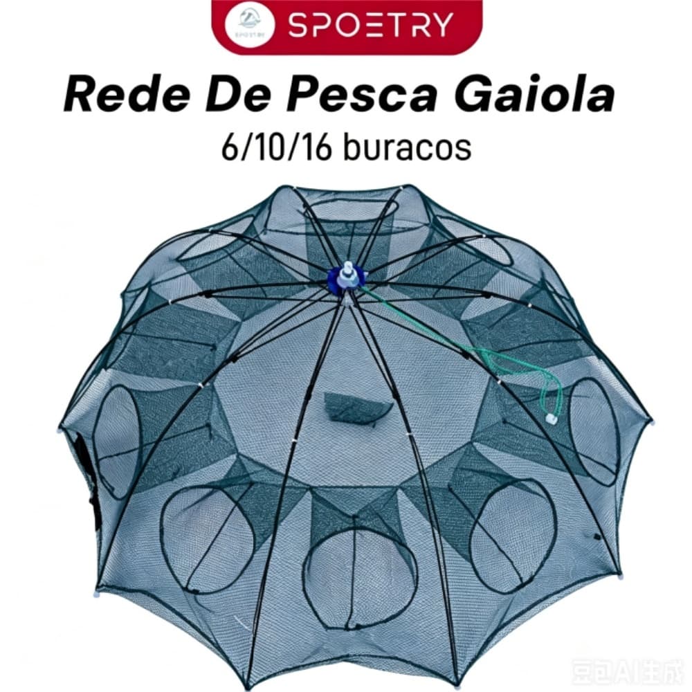 Rede De Pesca Gaiola De Camarão Dobrável Nylon Automático Guarda-chuva Forma Armadilha com 6/10  entradas