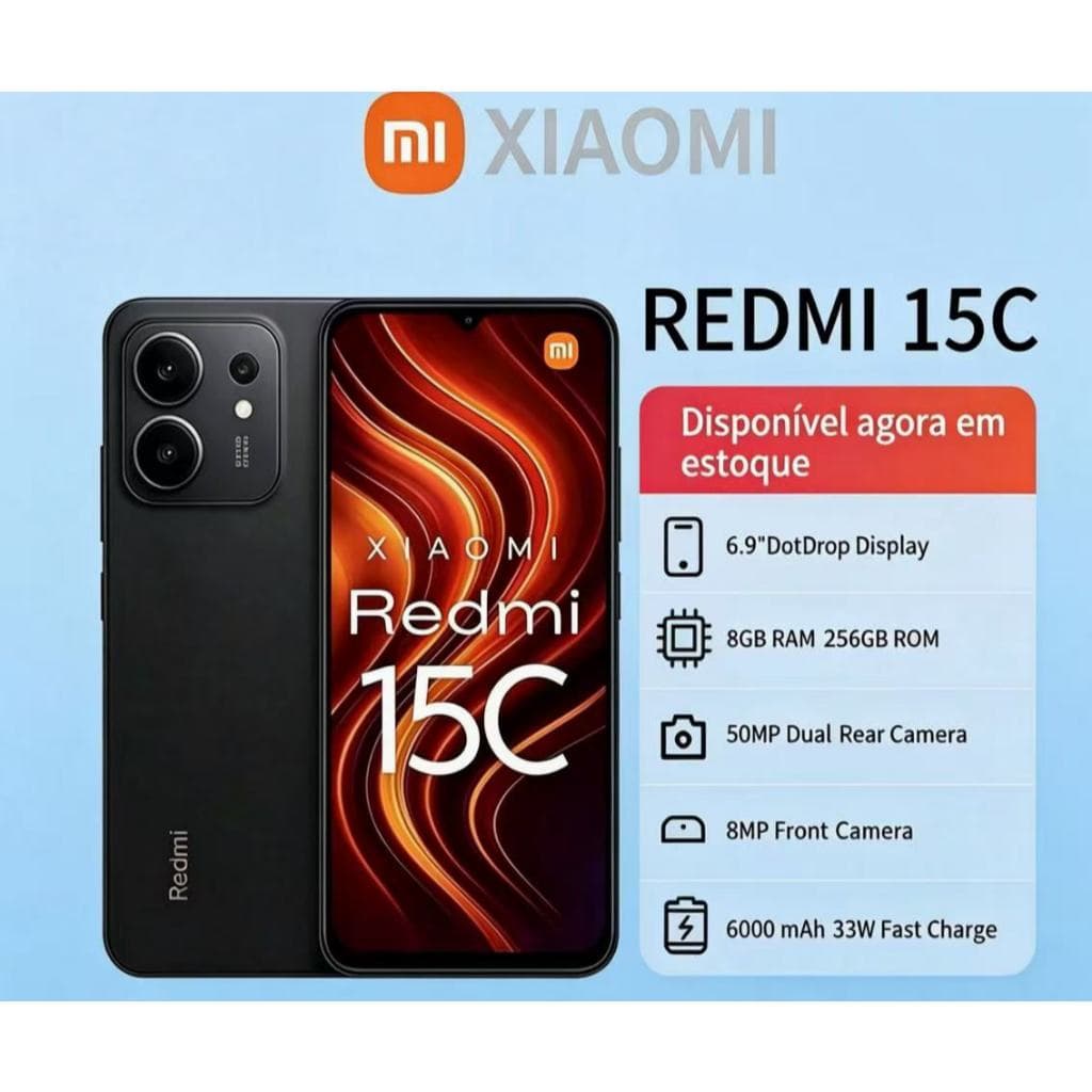 Redmi 15C preto 8GB+256GB RAM