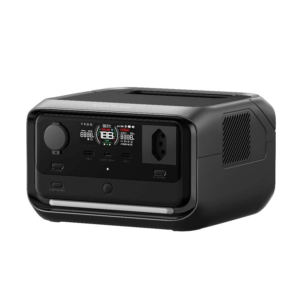 Estação de Energia Portátil EcoFlow River 3 Plus 270Wh 600W X-Boost 1200W LiFePO4 Gerador Solar Nobreak Expansível 858Wh