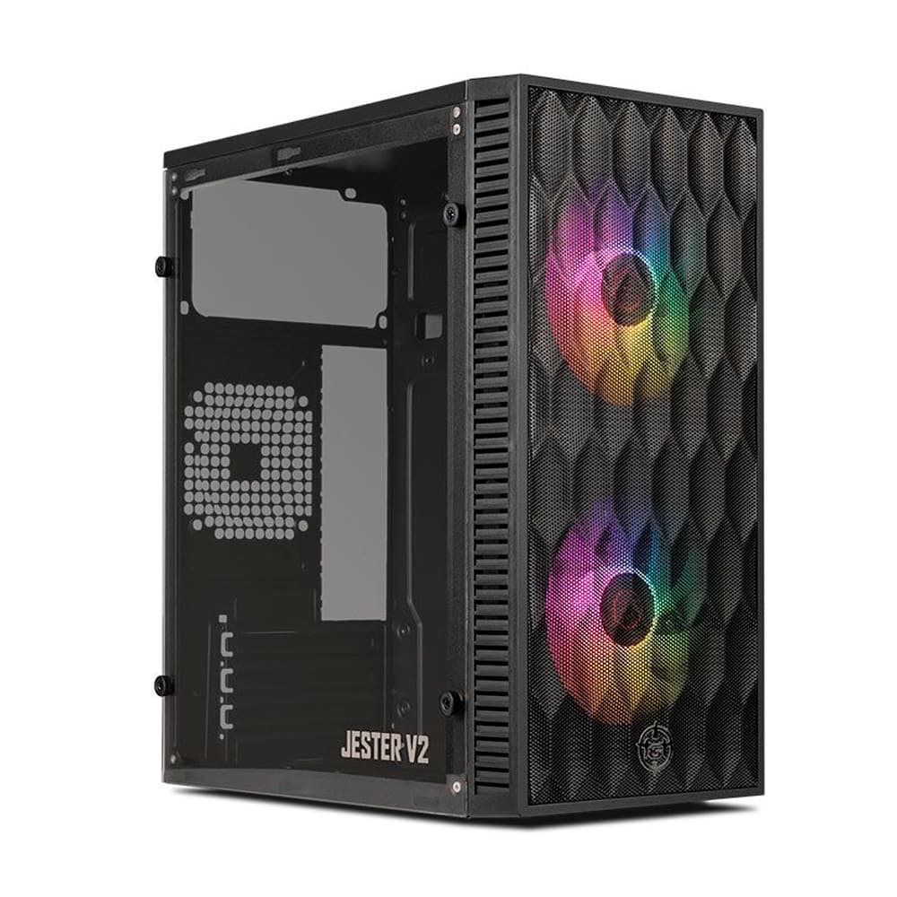 Gabinete Gamer TGT Jester V2 Rainbow Mini-Tower, Lateral em Acrílico, 2 Fans – Preto