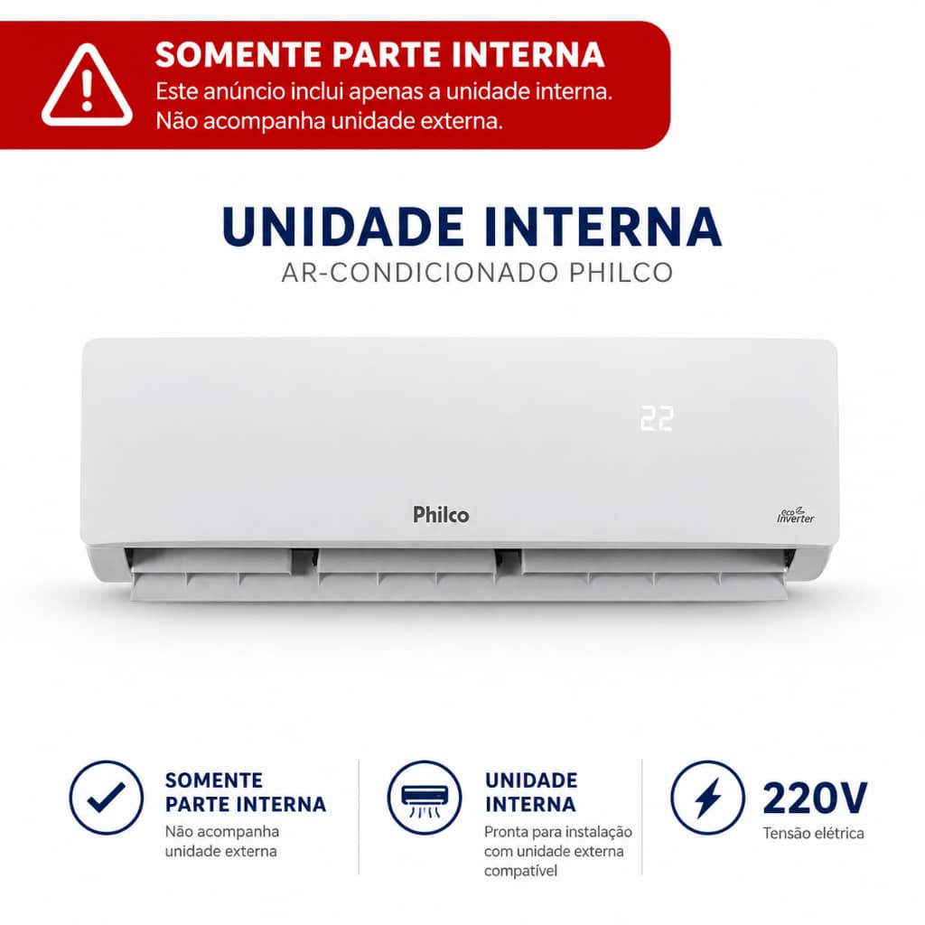 Evaporadora Ar-Condicionado Philco PAC30QC 30000 BTUS Quente/Frio 220V SOMENTE PARTE INTERNA