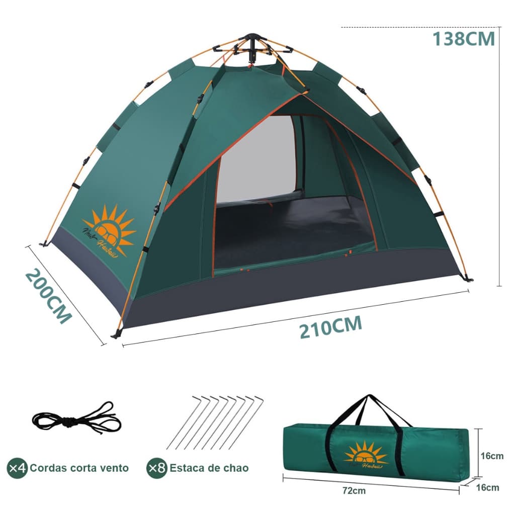 NEW HAWAII Barraca de Camping Automático 3-4 Pessoas Prova d'água,Barraca Acampamento 210210138cm