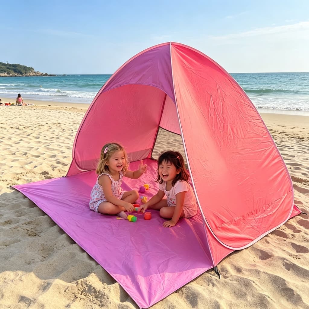 Toldo de Barraca de Praia Portátil e Instantânea Proteção UV e Design Inovador