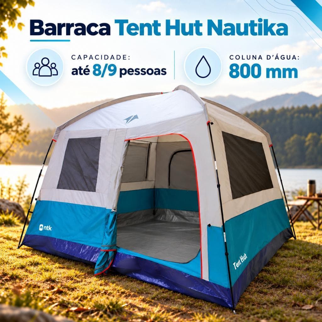 Barraca Camping 8 à 9 Pessoas Coluna D' Água 800mm Tent Hut Nautika