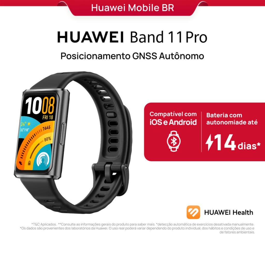 HUAWEI Band 11 Pro Smartwatch Relogio Posicionamento GNSS Autônomo 1,62 polegadas AMOLED