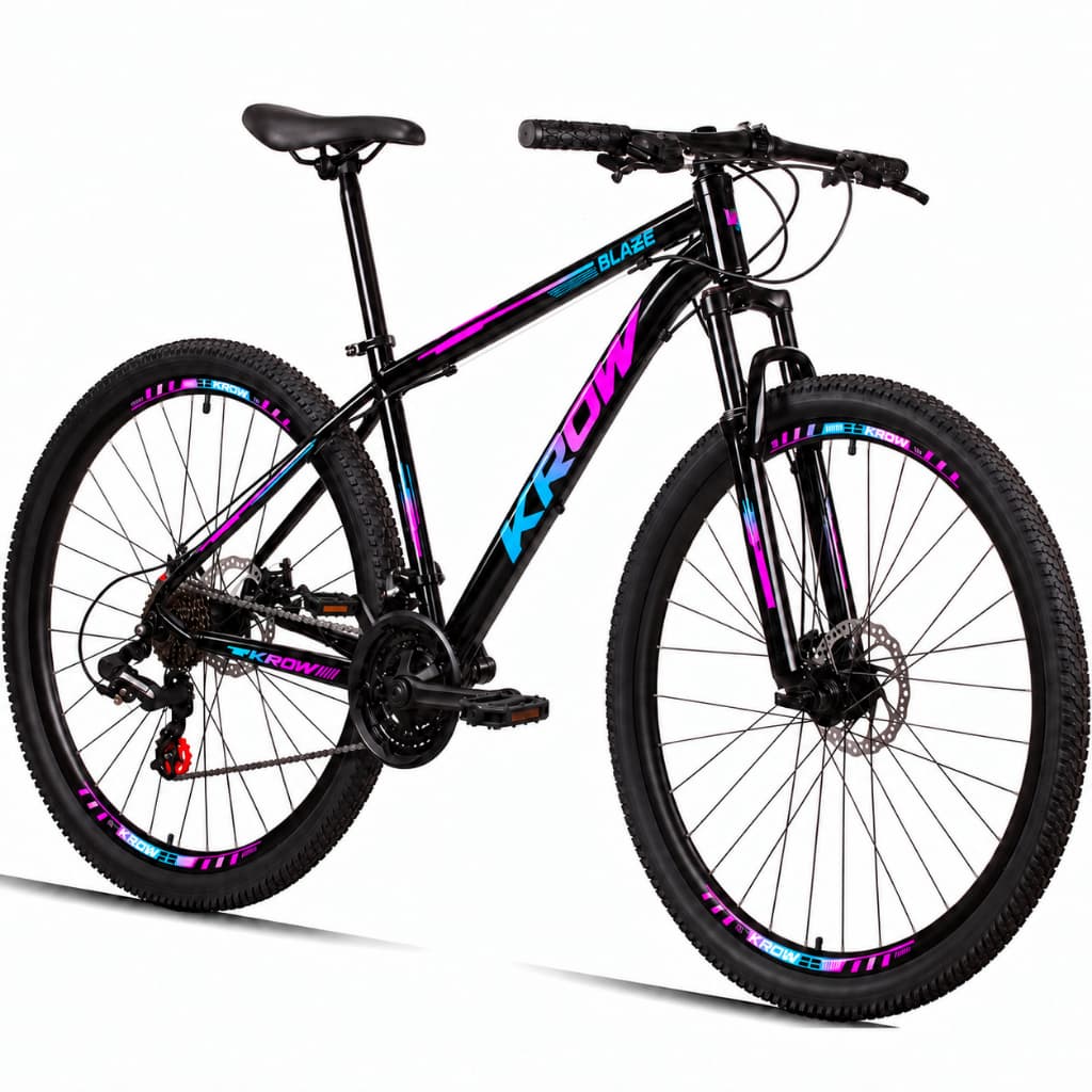 Bicicleta Aro 29 Aço Carbono Suspensão Dianteira Freios a Disco 21 Marchas Krow Bikes