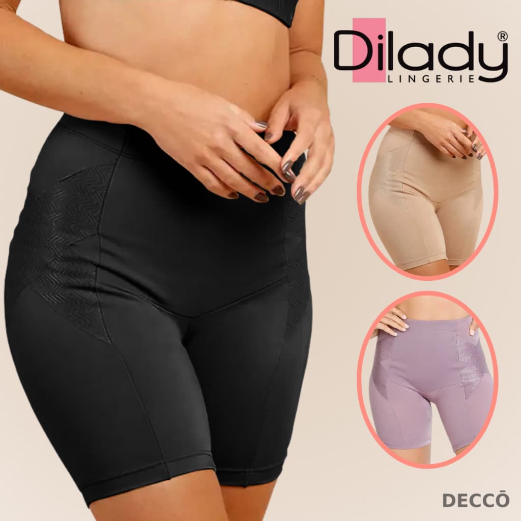 Bermuda Culote Dilady Control Zero Barriga Cintura Alta com Sobreposição em X Extra Sustentação