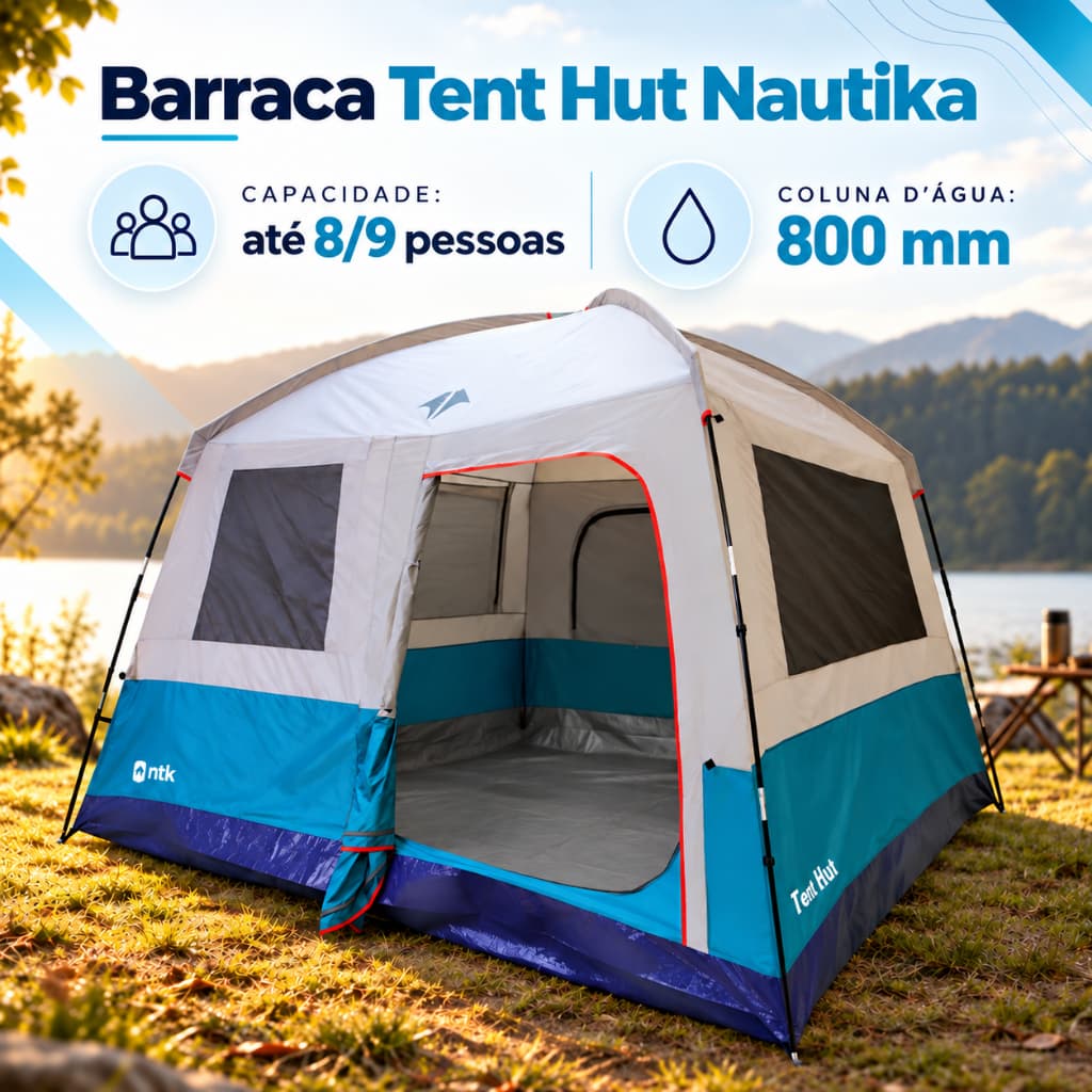Barraca Para Camping Acampamento Tent Hut  8/9 Pessoas Nautika Coluna D' Água 8000mm