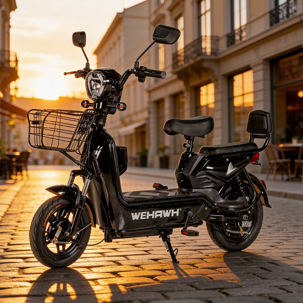 Bicicleta Elétrica Scooter WX03 800W Bat de Chumbo 48V 12Ah 32km/h Basket Bike Autopropelido Pré Montada