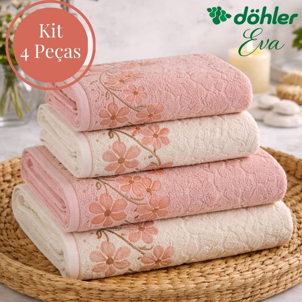Jogo de Toalhas 4 Peças Dohler (3 Cores