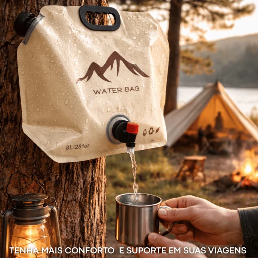Saco De Água Bolsa Camping Dobrável Multiuso 8 Litros