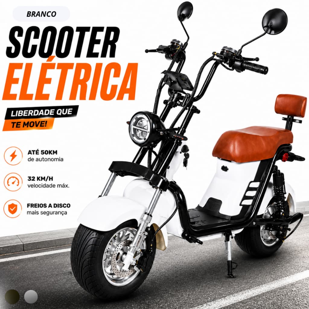 Scooter Elétrica 1000W Motinha Elétrica 32km/h Bicicleta Elétrica Até 150kg