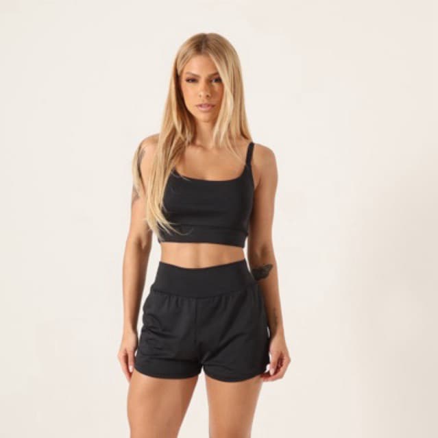 conjunto fitnes  SHORT DUPLO , short compressão feminino top+short duplo 2 em 1 conjunto de academia