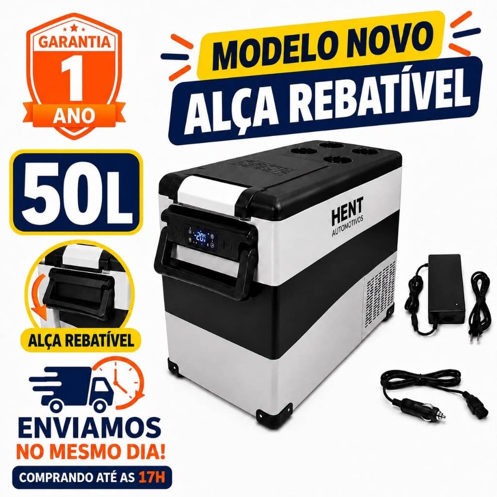 Geladeira Portátil 50L Quadrivolt Camping Caminhão Ônibus Van Lancha Motorhome Pesca 12v/24v 110v/220v