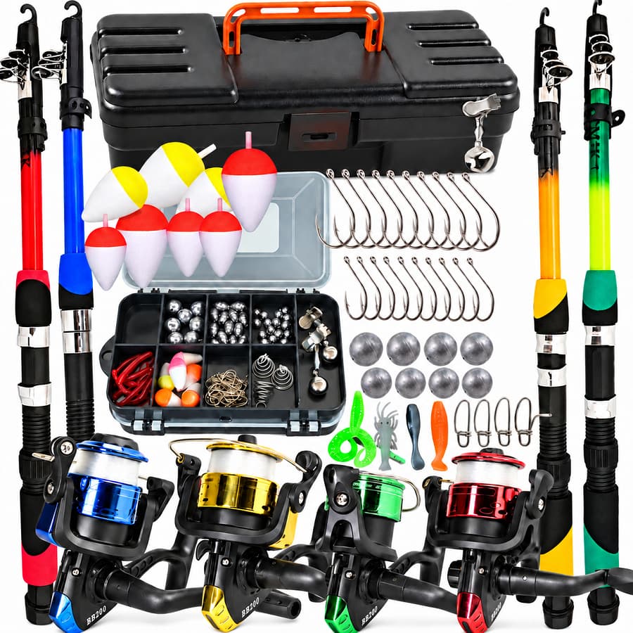 Mega Kit de Pesca Completo Varas Molinetes Caixa Maleta, com Anzóis, Boias, Chumbos e Iscas OU APENAS MALETA COM ACESSOR