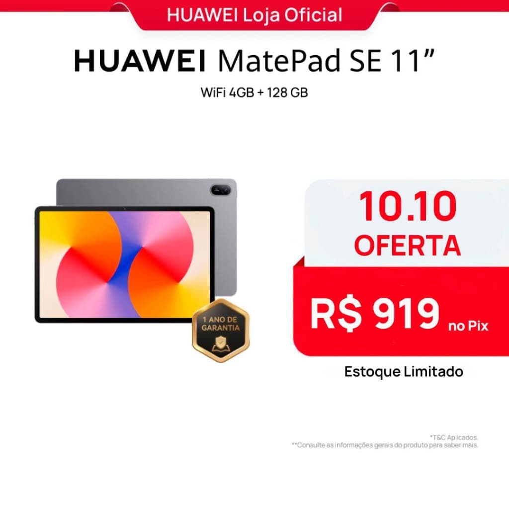 HUAWEI MatePad SE 11" | Tablet | Design de Corpo Único em Metal | 7700 mAh + Superbateria de 22,5 W