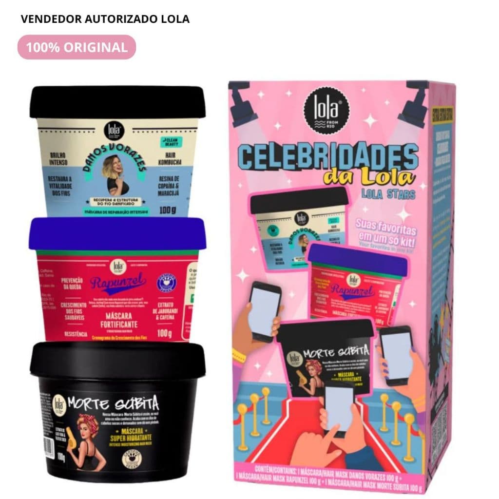 Kit Celebridades Lola Cosmetics Original Danos Vorazes + Rapunzel + Morte Súbita 100g Suas Favoritas em um Só Kit