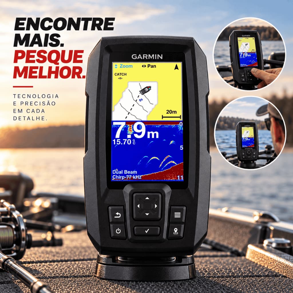 GPS Sonar para pesca Garmin Striker 4 Plus  C/ Transdutor 010-01870-01