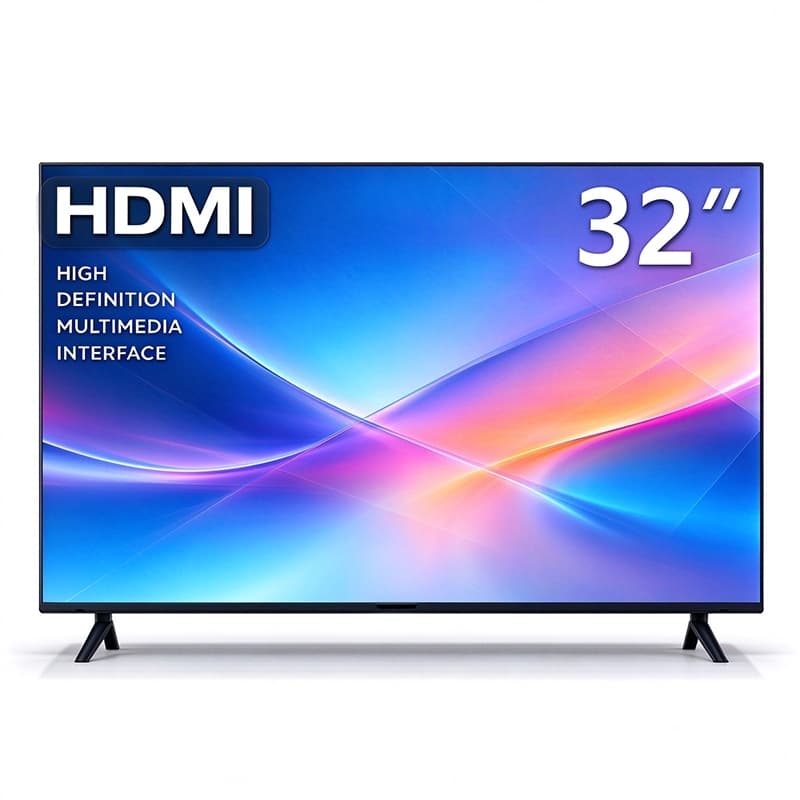 TV 32" Digital HD Pronta para Usar 2 HDMI 2 USB VGA Entrada para Notebook e Console Base Inclusa para Mesa