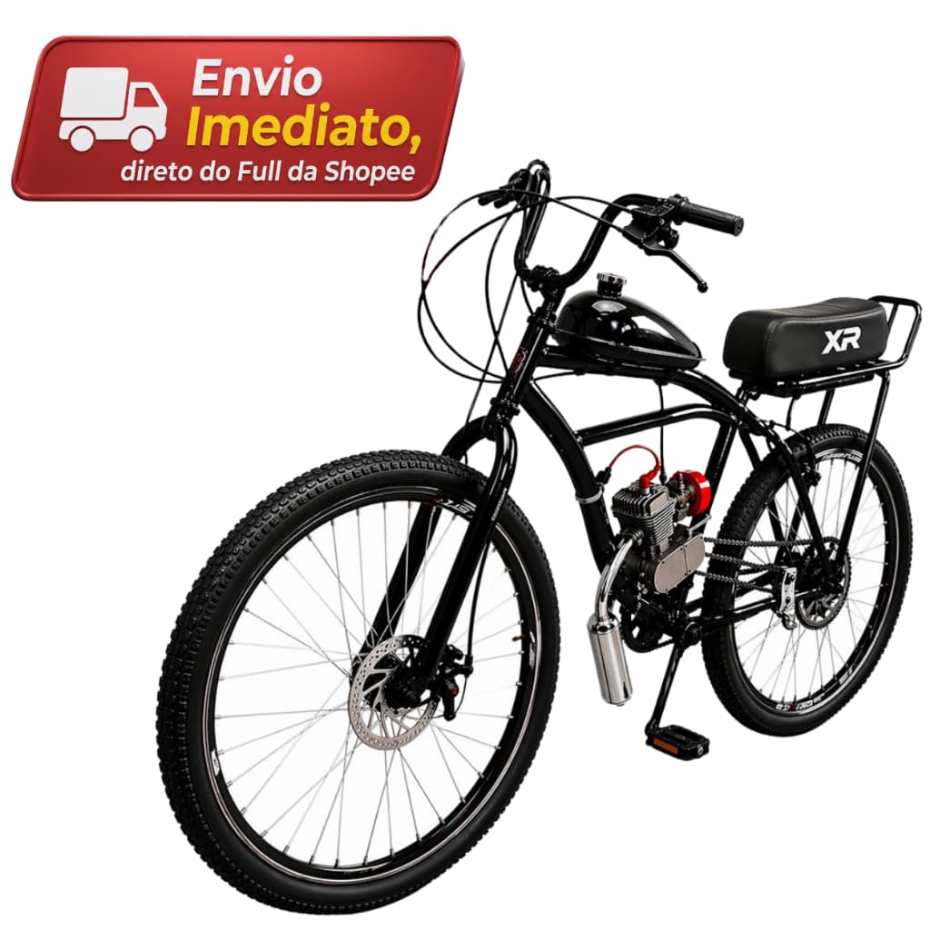 Bicicleta Motorizada 80cc SPITFIRE COM FREIO A DISCO CARENAGEM EXCLUSIVA BANCO XR (SEMI MONTADA
