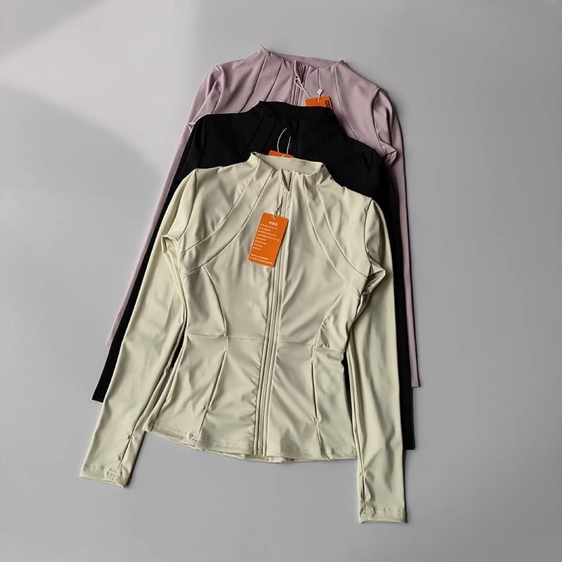 Mulheres Jaqueta Esportiva Zip Fitness Yoga Camisa Treino Correndo Casacos Quente Ginásio Manga Longa Superior Cardigan