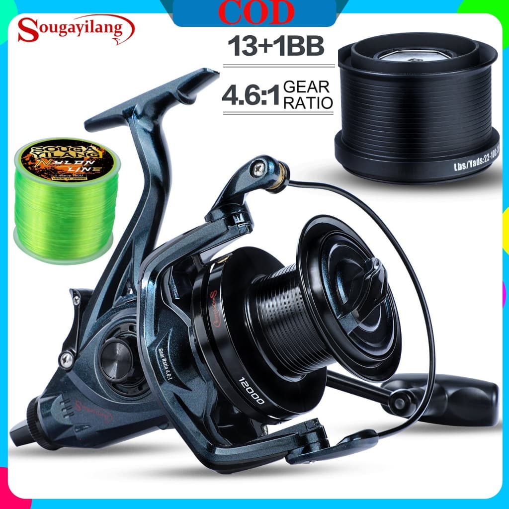 Sougayilang 13 + 1BB Carretel  De Pesca De Metal Completo 9000-12000 Eva Handle  Sea Spinning Reel 30Kg Drag Power Carp Fi