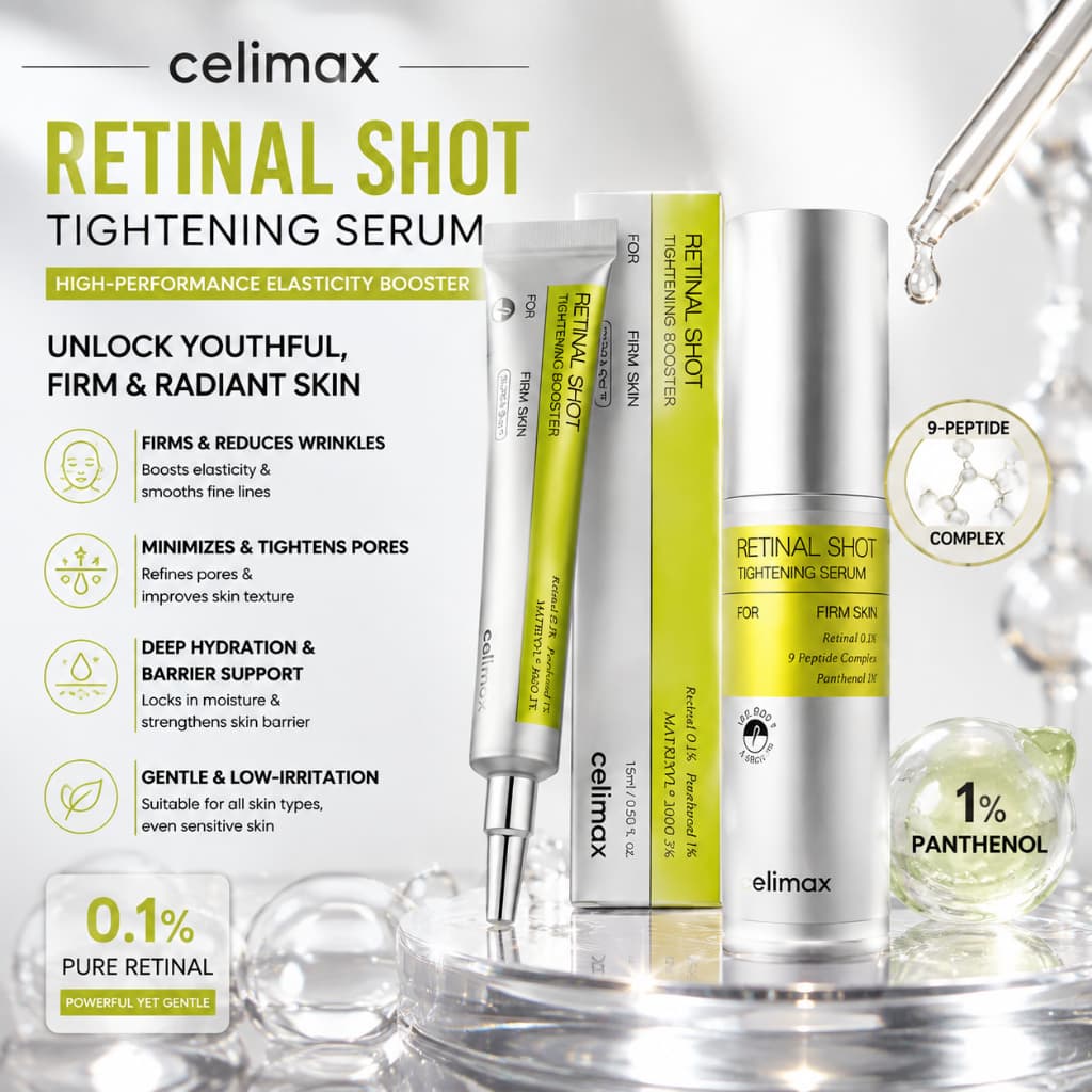 Celimax】The RETINOL SHOT TIGHTENING SERUM (30mL)/Vita A Retinal Shot Tightening Booster (15ml