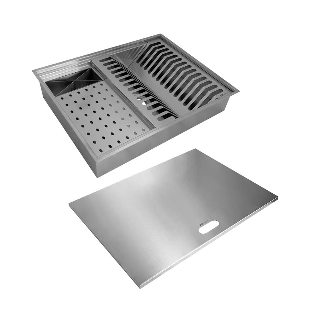 Calha Canal organizador Úmido de Cozinha  com Tampa Inox 304 c/ 3 módulos 50x40 - Tubrax