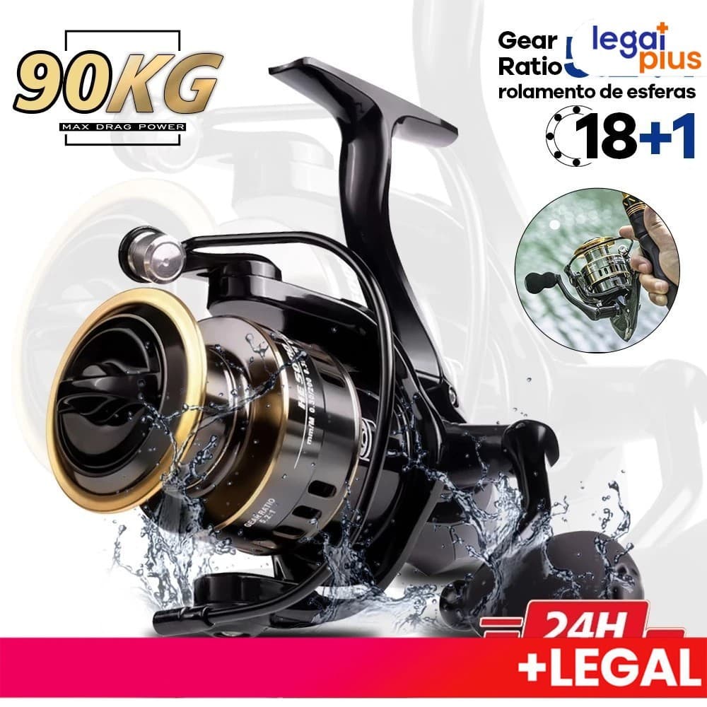 Carretilha Moinho de Pesca HE 1000-7000 Metal EVA 10kg Máximo Água Salada Oceano Carretel Metálico